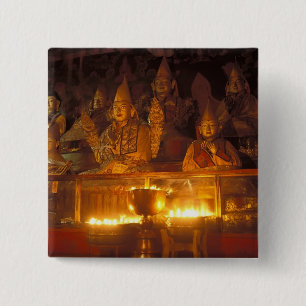 Badge Carré 5 Cm Images de lamas au monastère de Sara, Lhasa,