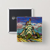 Badge Carré 5 Cm Imaginaire Hill Castle (Devant & derrière)