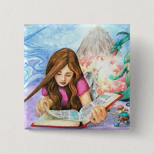 Badge Carré 5 Cm Imagination (Devant)