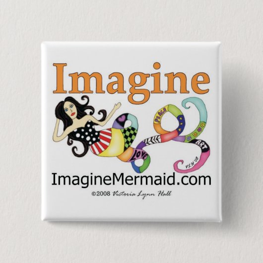 Badge Carré 5 Cm ImagineMermaid.com promotionnel (Devant)