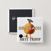 Badge Carré 5 Cm Impeach / Anti Trump, (Devant & derrière)