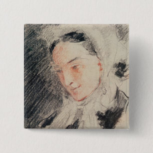 Badge Carré 5 Cm Impératrice Eugénie (craie noire et rouge)