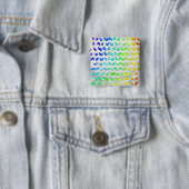 Badge Carré 5 Cm Impression chevron arc-en-ciel zèbre et blanc (En situation)