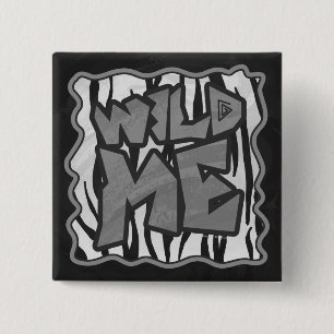 Badge Carré 5 Cm Impression de tigre noir et blanc sauvage