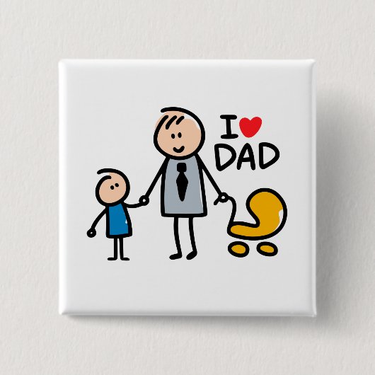 Badge Carré 5 Cm Impression Love Daddy (Devant)