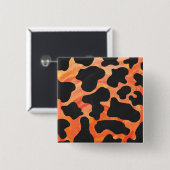 Badge Carré 5 Cm Impression noire et orange de vache (Devant & derrière)