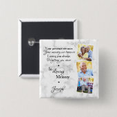 Badge Carré 5 Cm In Love Memory Custom 3 Photo Memorial Funeral (Devant & derrière)