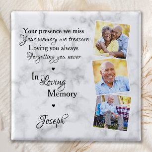 Badge Carré 5 Cm In Love Memory Custom 3 Photo Memorial Funeral