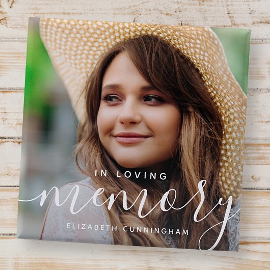 Badge Carré 5 Cm In Love Memory Memorial Modern Elegant Photo