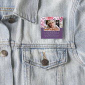 Badge Carré 5 Cm In Love Memory Peony Hommage photo (En situation)