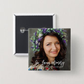 Badge Carré 5 Cm In Loving Memory Cursive Custom Photo Memorial (Devant & derrière)
