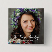Badge Carré 5 Cm In Loving Memory Cursive Custom Photo Memorial (Devant)
