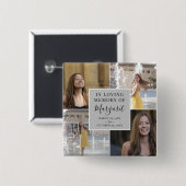 Badge Carré 5 Cm In Loving Memory Funeral Memorial Photo Collage (Devant & derrière)