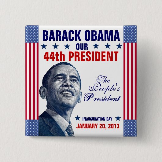 Badge Carré 5 Cm Inauguration 2013 présidentielle (Devant)