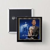 Badge Carré 5 Cm Inauguration de PRÉSIDENT OBAMA commémorative (Devant & derrière)