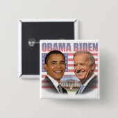 Badge Carré 5 Cm Inauguration d'Obama Biden (Devant & derrière)