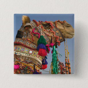 Badge Carré 5 Cm INDE, Rajasthan, Pushkar : FOIRE AUX CHAMEAUX DE P