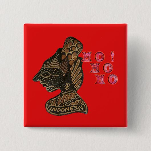 Badge Carré 5 Cm Indonesi Shadow Puppet Hohoho Design sur toile rou (Devant)