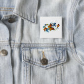 Badge Carré 5 Cm Infini de papillons monarques (En situation)