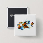 Badge Carré 5 Cm Infini de papillons monarques (Devant & derrière)