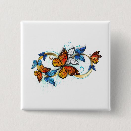 Badge Carré 5 Cm Infini de papillons monarques (Devant)