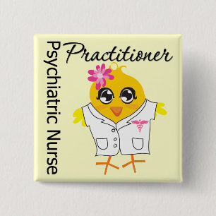 Badge Carré 5 Cm Infirmière Chick v2 Psychiatrique Infirmière Prati