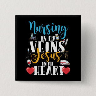 Badge Carré 5 Cm Infirmière chrétienne RN Nursing dans mes veines