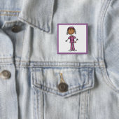 Badge Carré 5 Cm Infirmière d'Afro-américain (En situation)