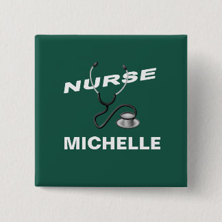 Badge Carré 5 Cm Infirmière de nom personnalisé