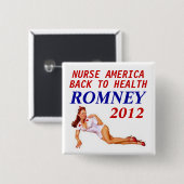 BADGE CARRÉ 5 CM INFIRMIÈRE DE ROMNEY 2012 (Devant & derrière)