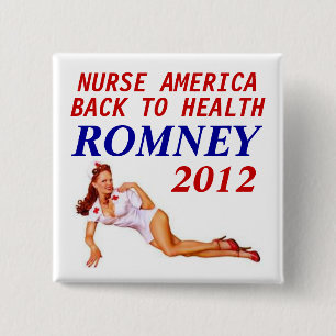 BADGE CARRÉ 5 CM INFIRMIÈRE DE ROMNEY 2012