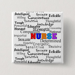 Badge Carré 5 Cm Infirmière décrivant des cadeaux de mots