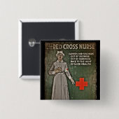 Badge Carré 5 Cm Infirmière demandant des dons WWI (Devant & derrière)