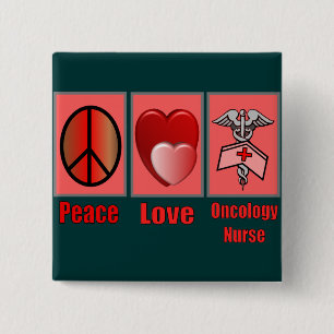 Badge Carré 5 Cm Infirmière d'ONCOLOGIE d'amour de paix