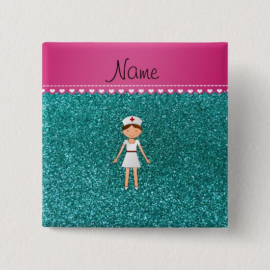 Badge Carré 5 Cm Infirmière pastel robin oeuf bleu parties scintill (Devant)