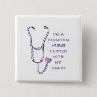 Badge Carré 5 Cm Infirmière pédiatrique Coeur épingle