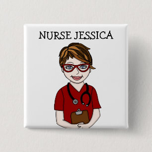 Badge Carré 5 Cm Infirmière personnalisée Insigne de nom