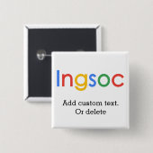 Badge Carré 5 Cm Ingsoc Orwell Google 1984 vous observant (Devant & derrière)