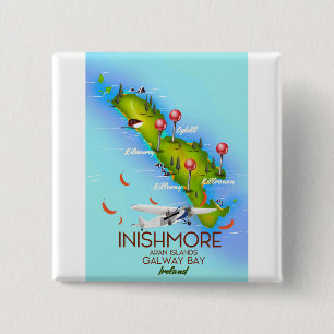 Badge Carré 5 Cm Inishmore Aran Islands Galway Bay Irlande
