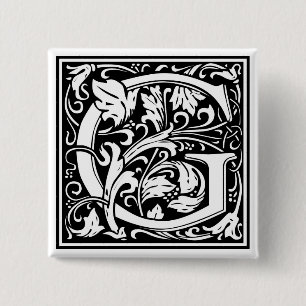 Badge Carré 5 Cm Initiale décorative "G" de lettre