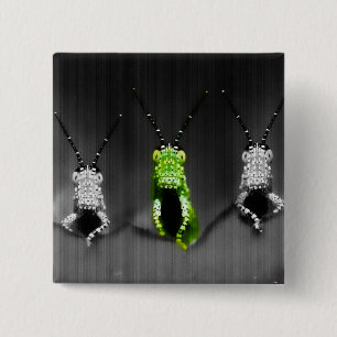 Badge Carré 5 Cm Insecte vert grumeleux