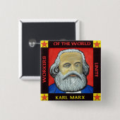 Badge Carré 5 Cm Insigne de bouton de Karl Marx (Devant & derrière)