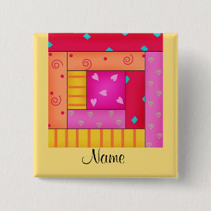 Badge Carré 5 Cm Insigne de bouton de nom de bloc de cabine de