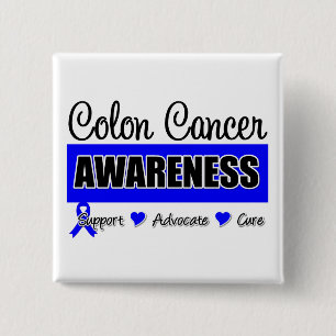 Badge Carré 5 Cm Insigne de conscience de cancer du colon