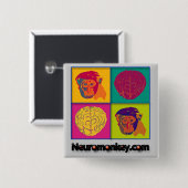 Badge Carré 5 Cm Insigne de Neuromonkey (Devant & derrière)