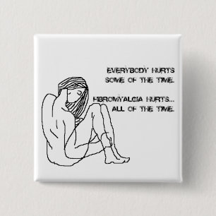 Badge Carré 5 Cm insigne fibro de maux, bouton, goupille