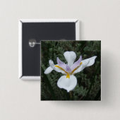 BADGE CARRÉ 5 CM INSIGNE MAUVE DE FLEUR D'IRIS (Devant & derrière)