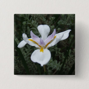 BADGE CARRÉ 5 CM INSIGNE MAUVE DE FLEUR D'IRIS