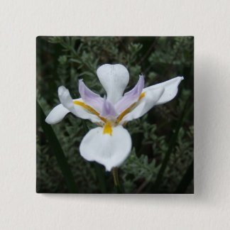 BADGE CARRÉ 5 CM INSIGNE MAUVE DE FLEUR D'IRIS