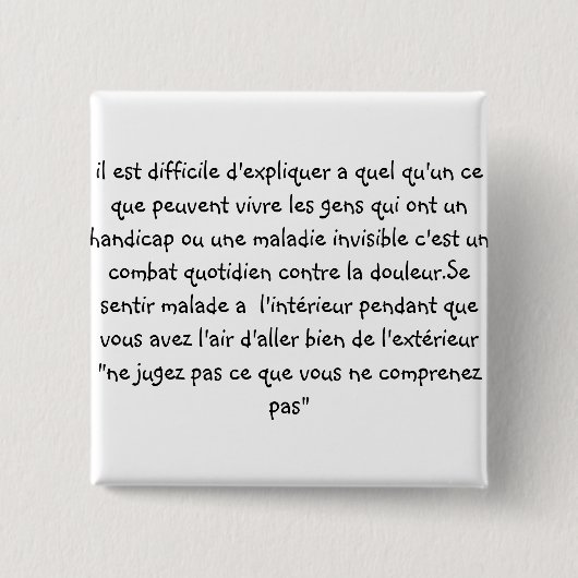 Badge Carré 5 Cm insigne "ne jugez pas" (Devant)